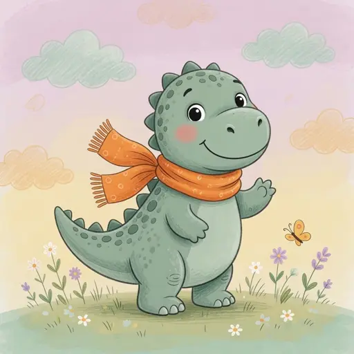 Un dinosauro gentile e sorridente